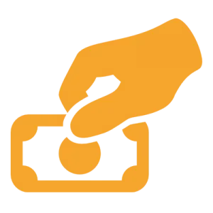 Hand pouring money into a donation box